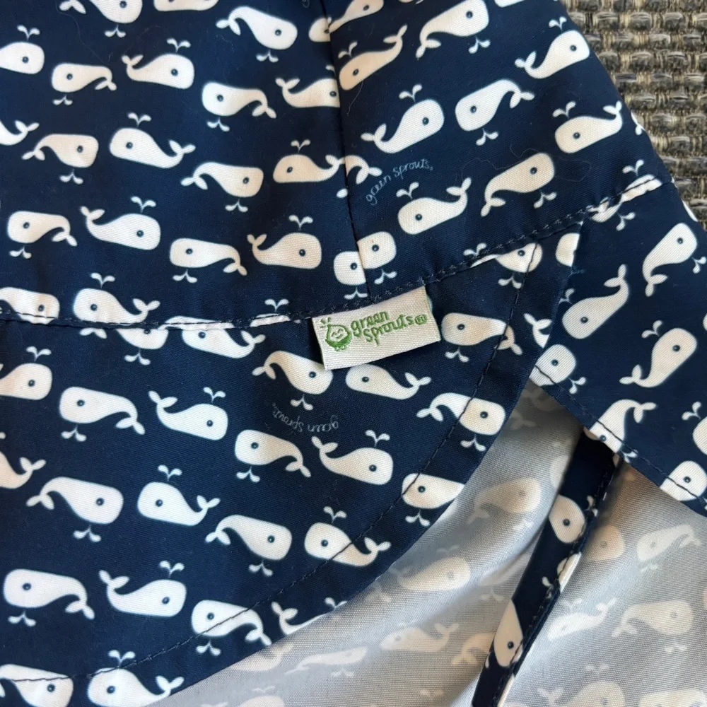 Green Sprouts Navy Whale Print Sun Hat 2T-4T Toddler Bucket Hat